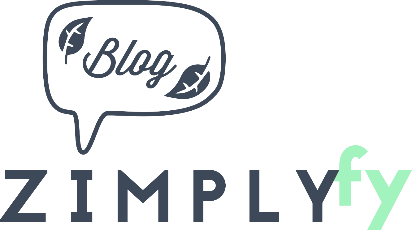 Logo of zimplyfy blog with bubble and leaves as blog icon blue