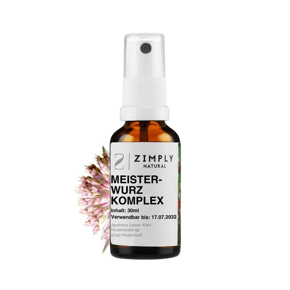 Complejo de agripalma en copos marrones con pulverizador de Zimply Natural con la planta medicinal agripalma