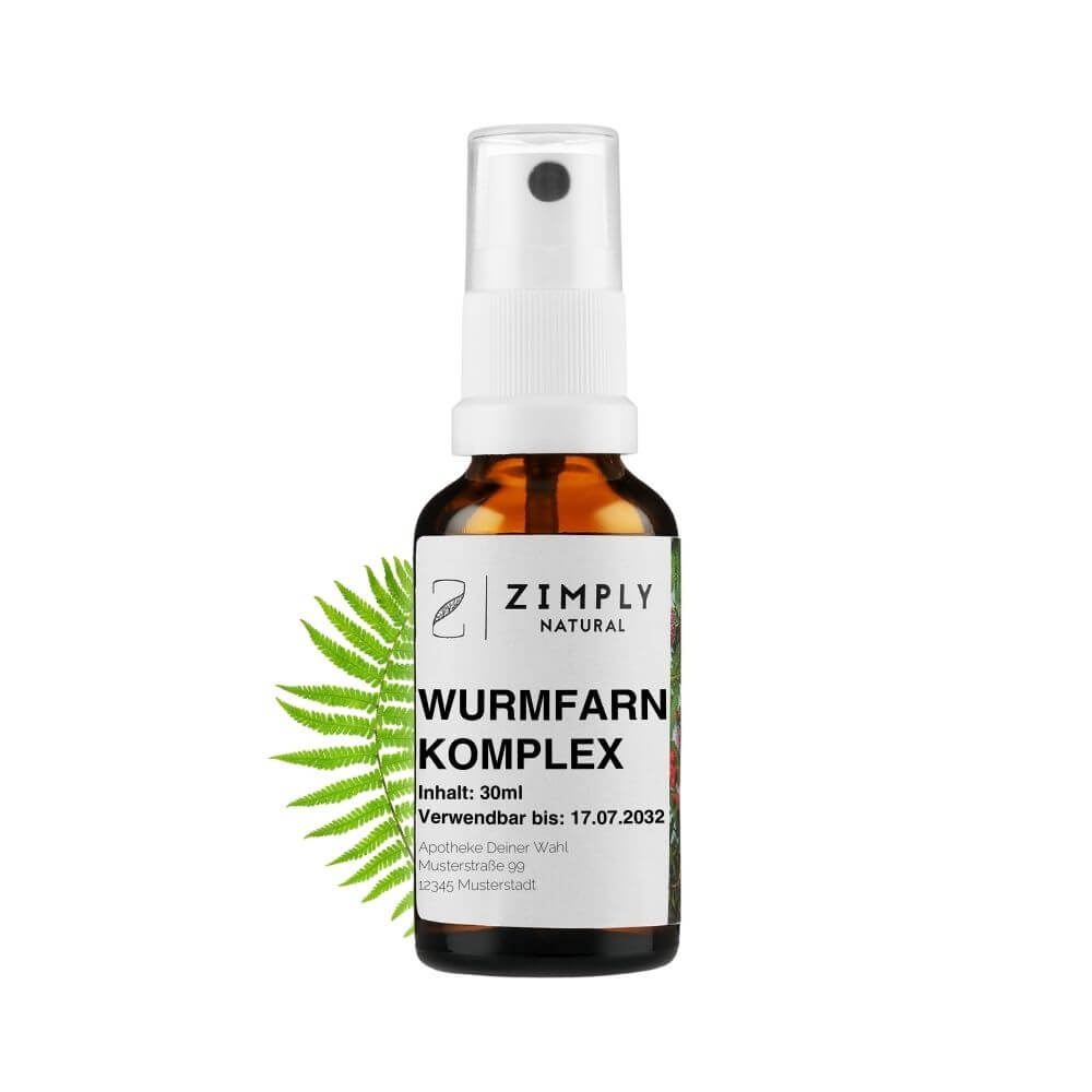 Wurmfarn Komplex als Braunes Flaeschchen mit Spruehkopf von Zimply Natural mit der Heilpflanzen Wurmfarn